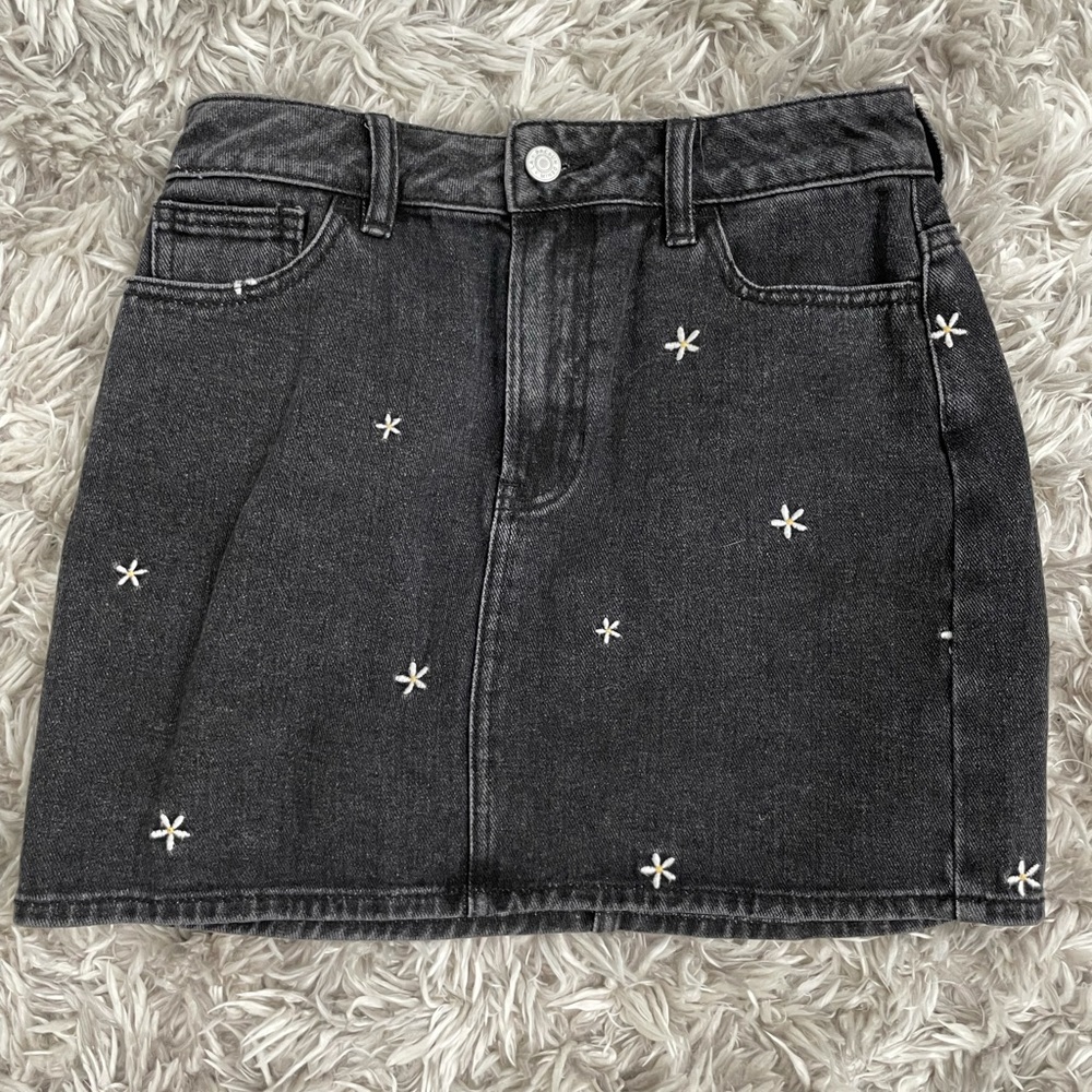 DENIM Floral Black Mini Skirt